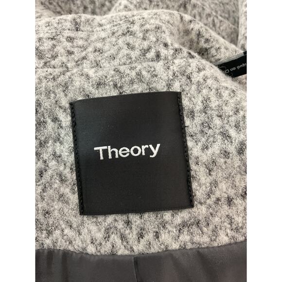 Theory Wool Blend Grey Trench Coat Size L - Picture 4 of 5